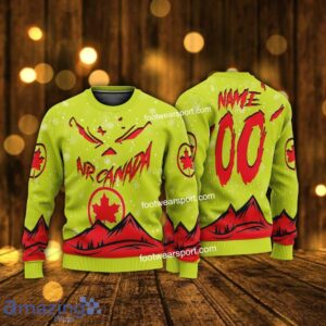 Grinch Face Air Canada Christmas 3D Hoodie AOP Sweater For Fans Custom Number And Name - Air Canada Christmas 3D Sweater For Men Women