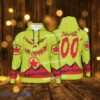 Grinch Face Air Canada Christmas 3D Hoodie AOP Sweater For Fans Custom Number And Name