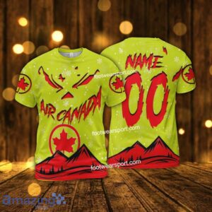 Grinch Face Air Canada Christmas 3D Hoodie AOP Sweater For Fans Custom Number And Name - Air Canada Christmas 3D T-Shirt For Men Women