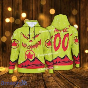 Grinch Face Air Canada Christmas 3D Hoodie AOP Sweater For Fans Custom Number And Name - Air Canada Christmas 3D Hoodie For Men Women