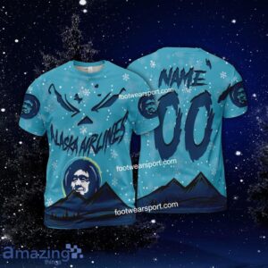 Grinch Face Alaska Airlines Christmas 3D Hoodie AOP Sweater For Fans Custom Number And Name - Alaska Airlines Christmas 3D T-Shirt For Men Women