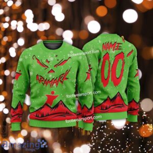 Grinch Face Aramark Christmas 3D Hoodie AOP Sweater For Adult Custom Number And Name - Aramark Christmas 3D Sweater For Men Women