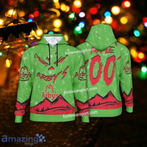 Grinch Face Arby's Christmas 3D Hoodie AOP Sweater For Fans Custom Number And Name - Arby's Christmas 3D Hoodie For Men Women