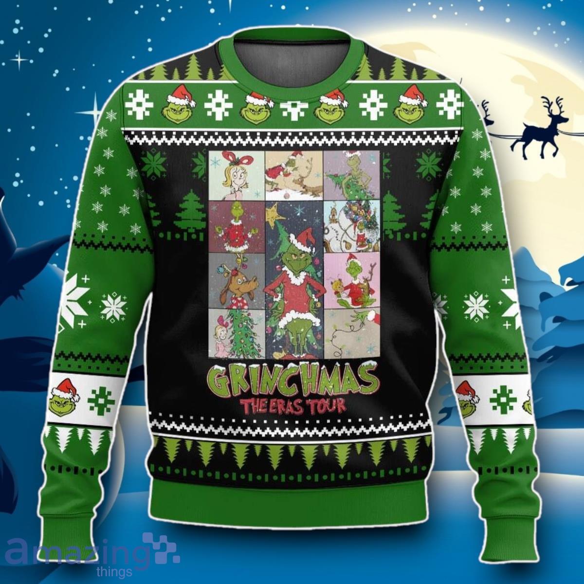 Grinch Grinchmas The Eras Tour Ugly Christmas 3D Sweater Impressive Gift image Grinch Grinchmas The Eras Tour Ugly Christmas 3D Sweater Impressive Gift Product Photo 1