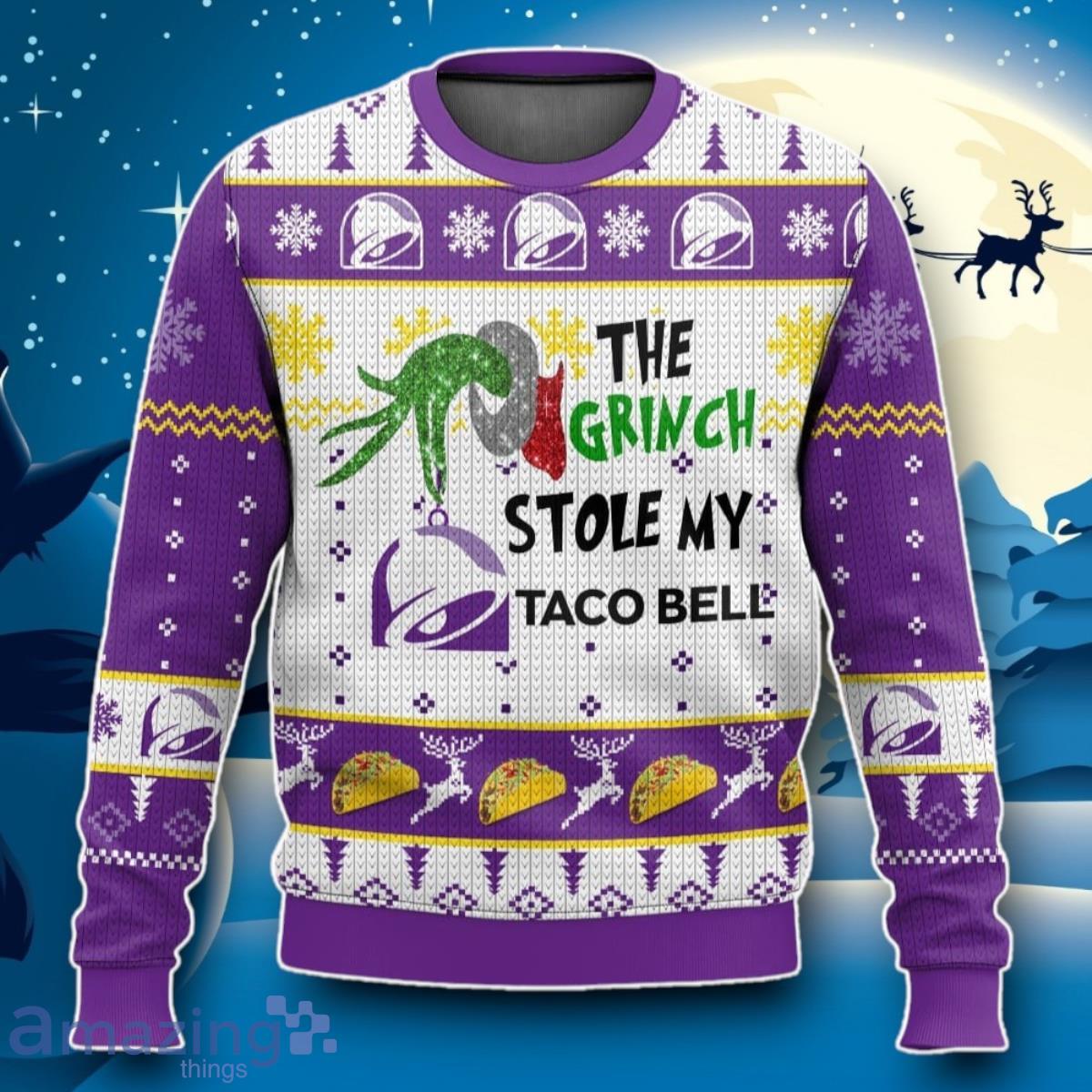 Grinch Stole Taco Bell Christmas Ugly 3D Sweater Impressive Gift image Grinch Stole Taco Bell Christmas Ugly 3D Sweater Impressive Gift Product Photo 1