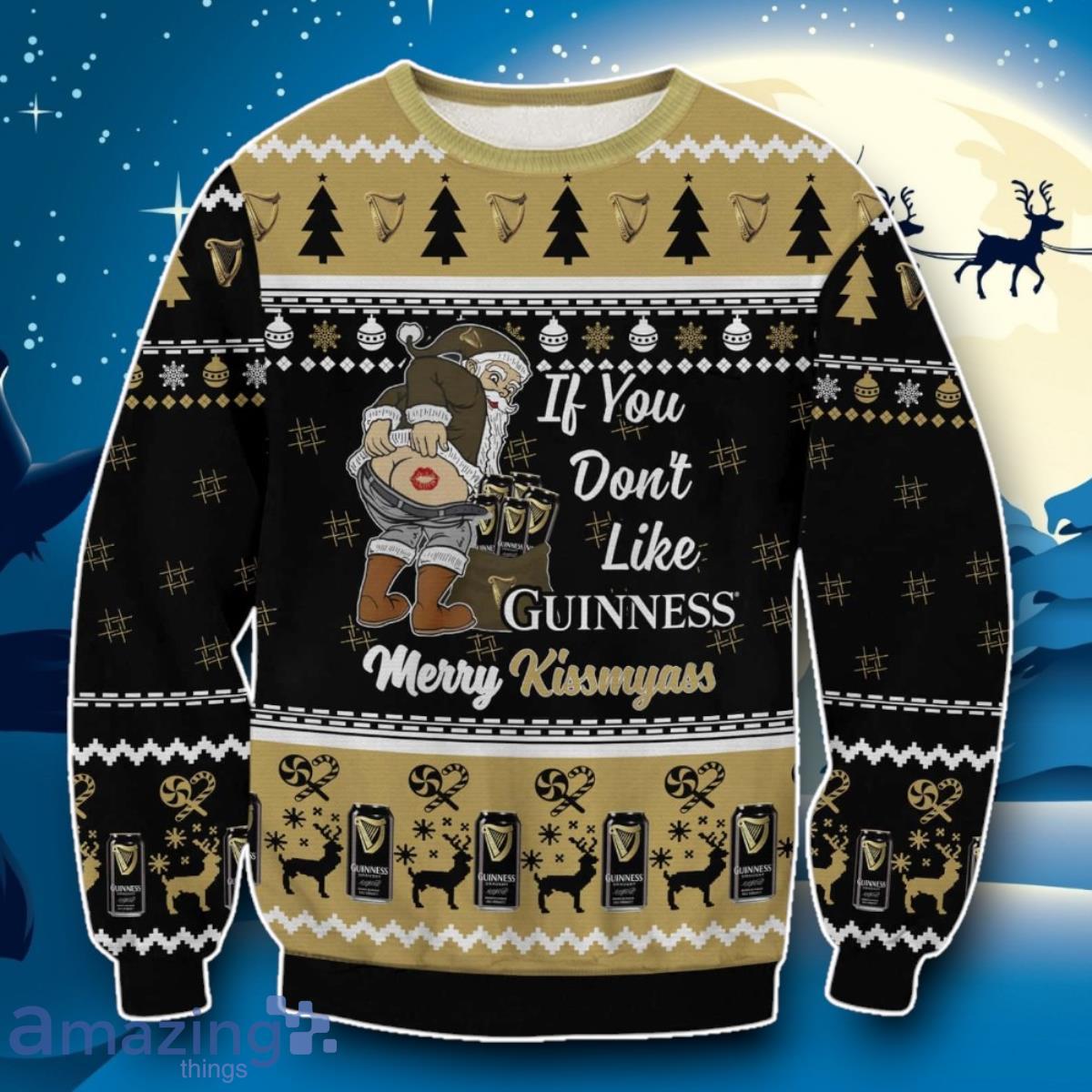 Guinness Merry Kissmyass Ugly 3D Sweater Impressive Gift image Guinness Merry Kissmyass Ugly 3D Sweater Impressive Gift Product Photo 1