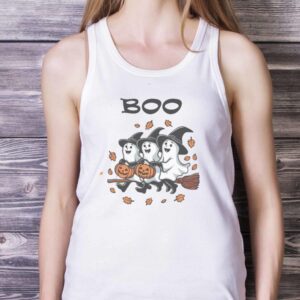 Halloween Ghost Comfort Colors Shirt, Cute Ghost Shirt - White Ladies Tank Top