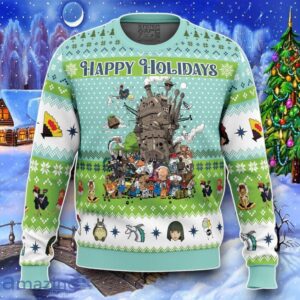 Happy Holidays Studio Ghibli Ugly Christmas 3D Sweater Impressive Gift Product Photo 1