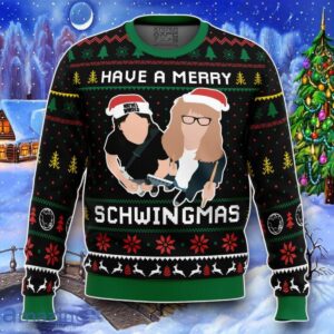 Have A Merry Schwingmas Wayne’s World Ugly Christmas 3D Sweater Impressive Gift Product Photo 1