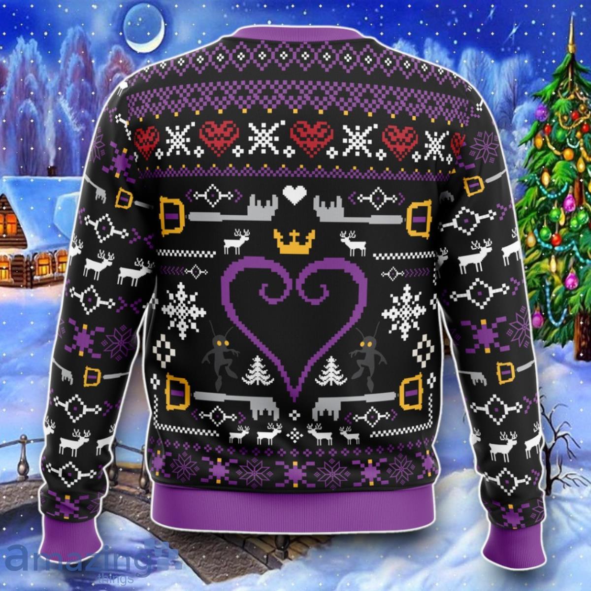 Hearts Kingdom Hearts Ugly Christmas 3D Sweater Impressive Gift image Hearts Kingdom Hearts Ugly Christmas 3D Sweater Impressive Gift Product Photo 2