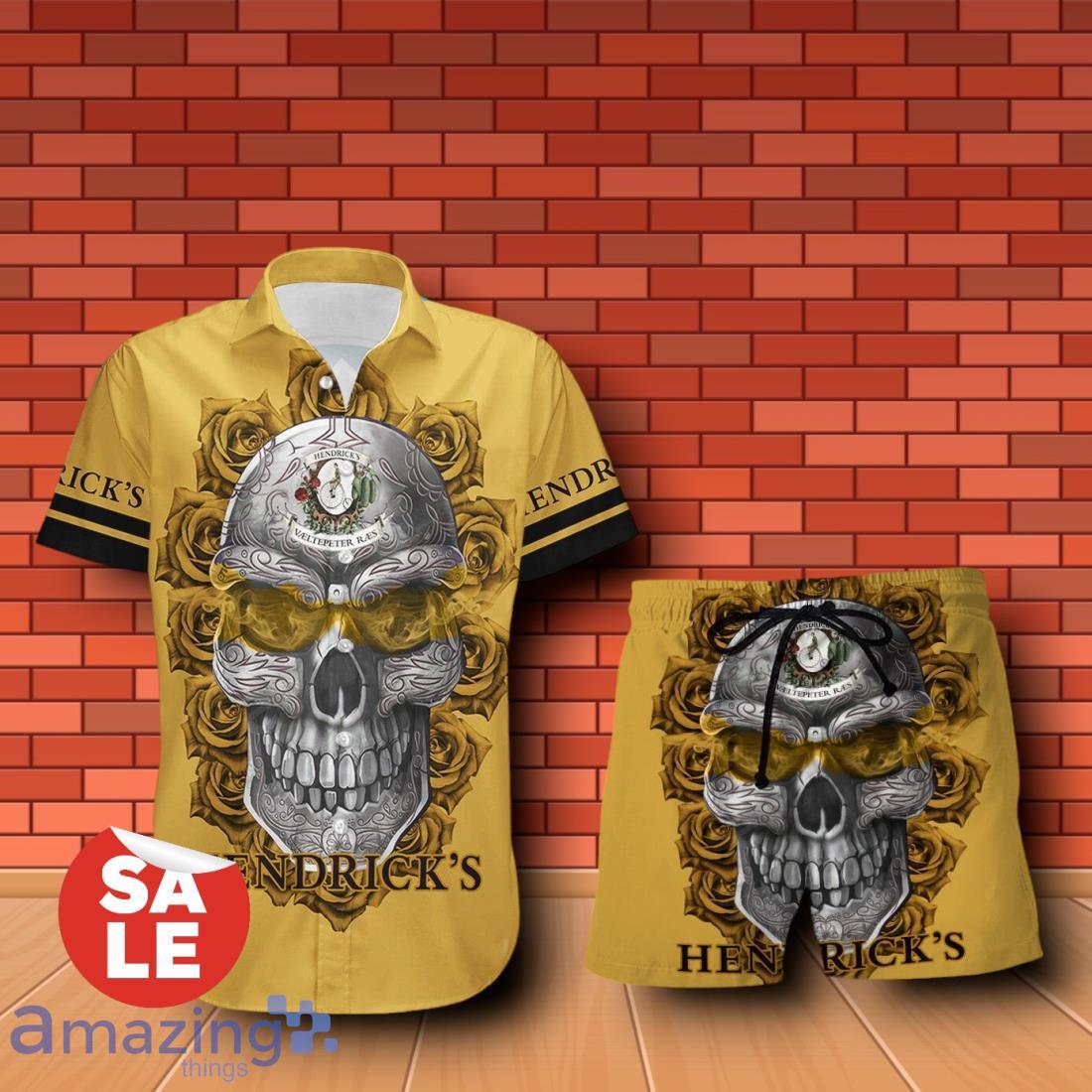 Hendrick's Gin Sukull Rose 3D Hawaiian Shirt & Shorts For Men Women image Hendrick's Gin Sukull Rose 3D Hawaiian Shirt & Shorts For Men Women