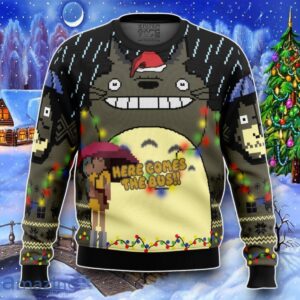 Here Comes The Bus My Neighbor Totoro Ugly Christmas 3D Sweater Impressive Gift Product Photo 1