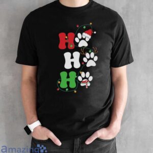Ho Ho Ho Christmas Dog Paws Shirt, Vintage Christmas Shirt - Black Unisex T-Shirt
