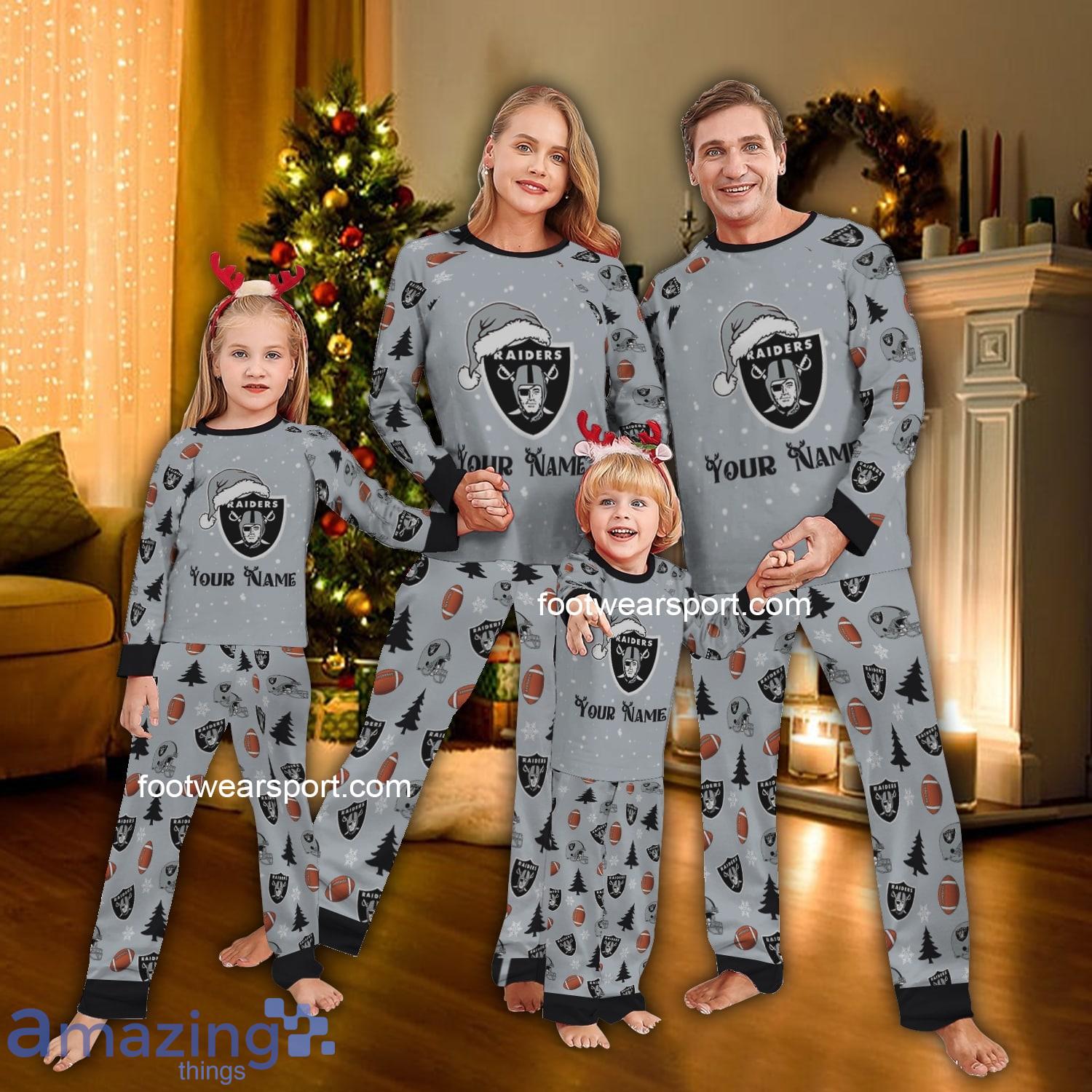 Holidays Santa Hat Logo Las Vegas Raider Family Pajamas Set Christmas For Men Women Kids image Holidays Santa Hat Logo Las Vegas Raider Family Pajamas Set Christmas For Men Women Kids - Holidays Santa Hat Logo Las Vegas Raider Family Pajamas Set Christmas For Men Women Kids