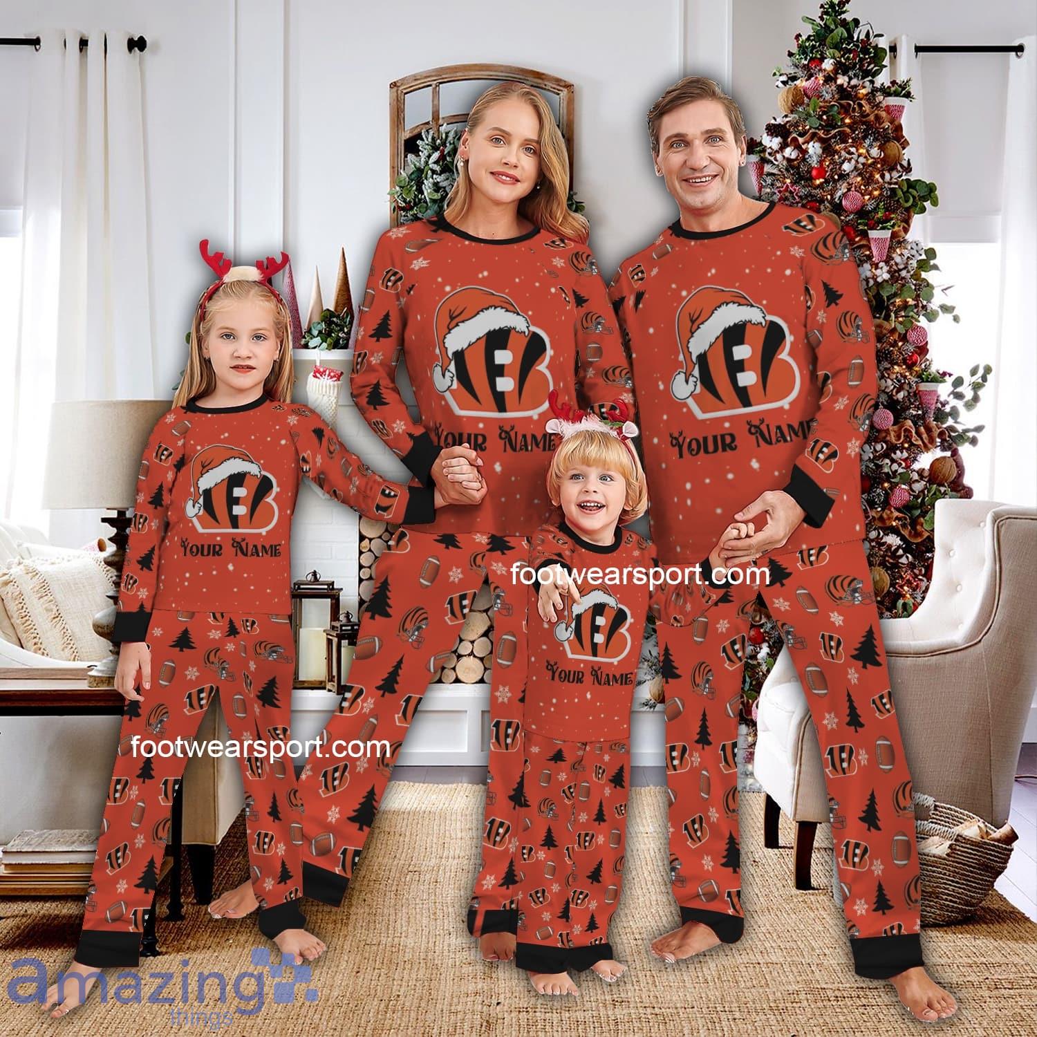 Home Santa Hat Logo Cincinnati Bengal Family Pajamas Set Christmas For Men Women Kids image Home Santa Hat Logo Cincinnati Bengal Family Pajamas Set Christmas For Men Women Kids - Home Santa Hat Logo Cincinnati Bengal Family Pajamas Set Christmas For Men Women Kids