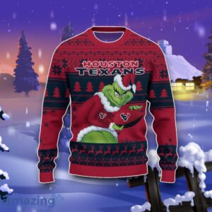 Houston Texans Grinch Ugly Christmas 3D Sweater Impressive Gift Product Photo 2