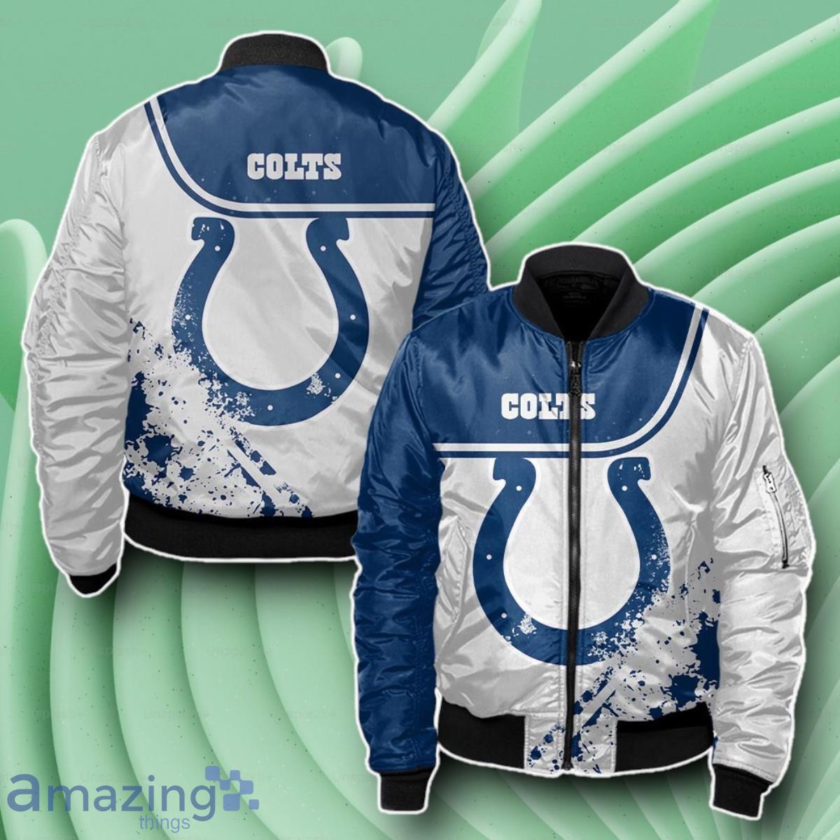 Indianapolis Colts Bomber 3D Beautiful Gift For Everyone image Indianapolis Colts Bomber 3D Beautiful Gift For Everyone Product Photo 1