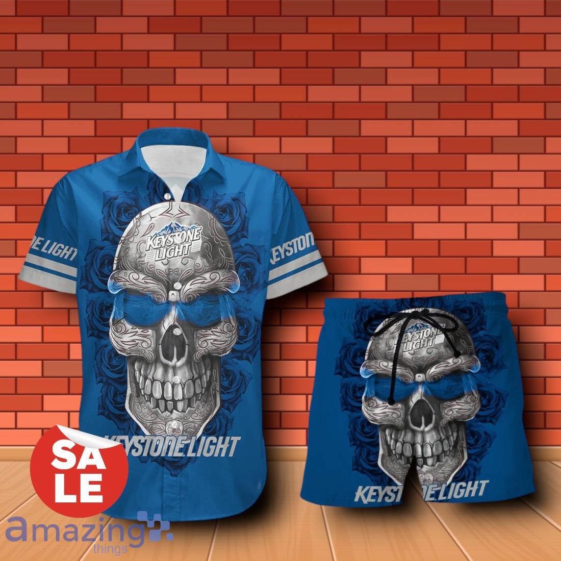Keystone Light Sukull Rose 3D Hawaiian Shirt & Shorts For Men Women image Keystone Light Sukull Rose 3D Hawaiian Shirt & Shorts For Men Women Product Photo 1