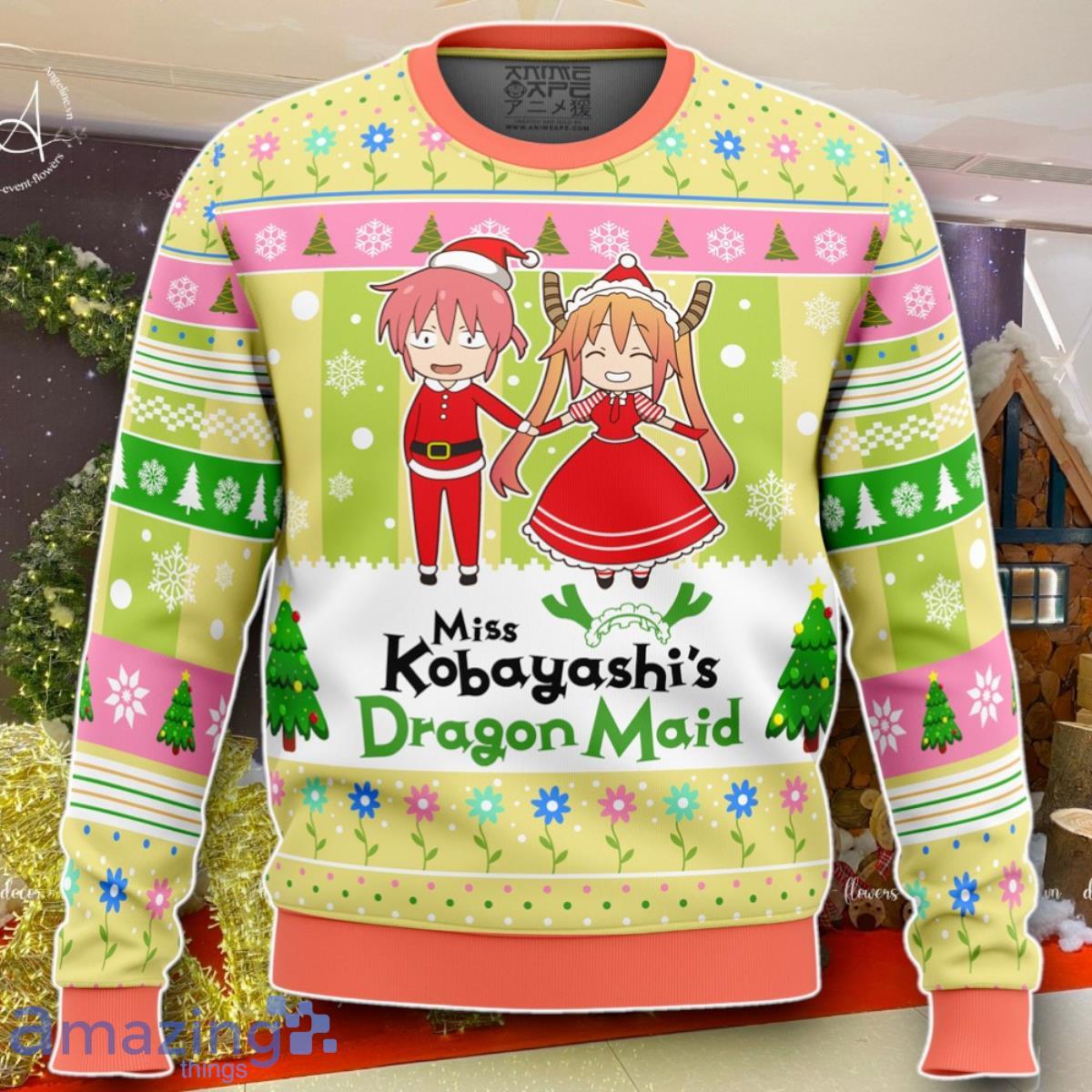Kobayashi And Tooru Miss Dragon Maid Ugly Christmas Sweater Best Gift For Men And Women image Kobayashi And Tooru Miss Dragon Maid Ugly Christmas Sweater Best Gift For Men And Women Product Photo 1