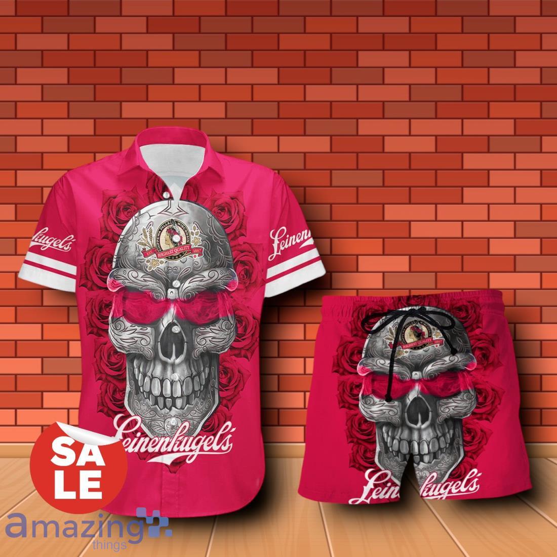 Leinenkugel's Sukull Rose 3D Hawaiian Shirt & Shorts For Men Women image Leinenkugel's Sukull Rose 3D Hawaiian Shirt & Shorts For Men Women