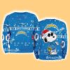 Los Angeles Chargers NFL Snoopy and Woodstock Cute Personalized Number Christmas Ugly Sweater New Gift Limited Edition