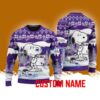 Louisiana State NCAA Snoopy Cute Christmas Ugly Sweater 3D Gift For Fans Custom Name