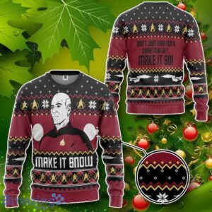 Make It Snow With Captian Jean-Luc Picard Christmas Custom Ugly Sweater Impressive Gift Product Photo 2