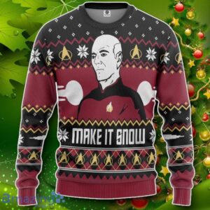 Make It Snow With Captian Jean-Luc Picard Christmas Custom Ugly Sweater Impressive Gift Product Photo 1