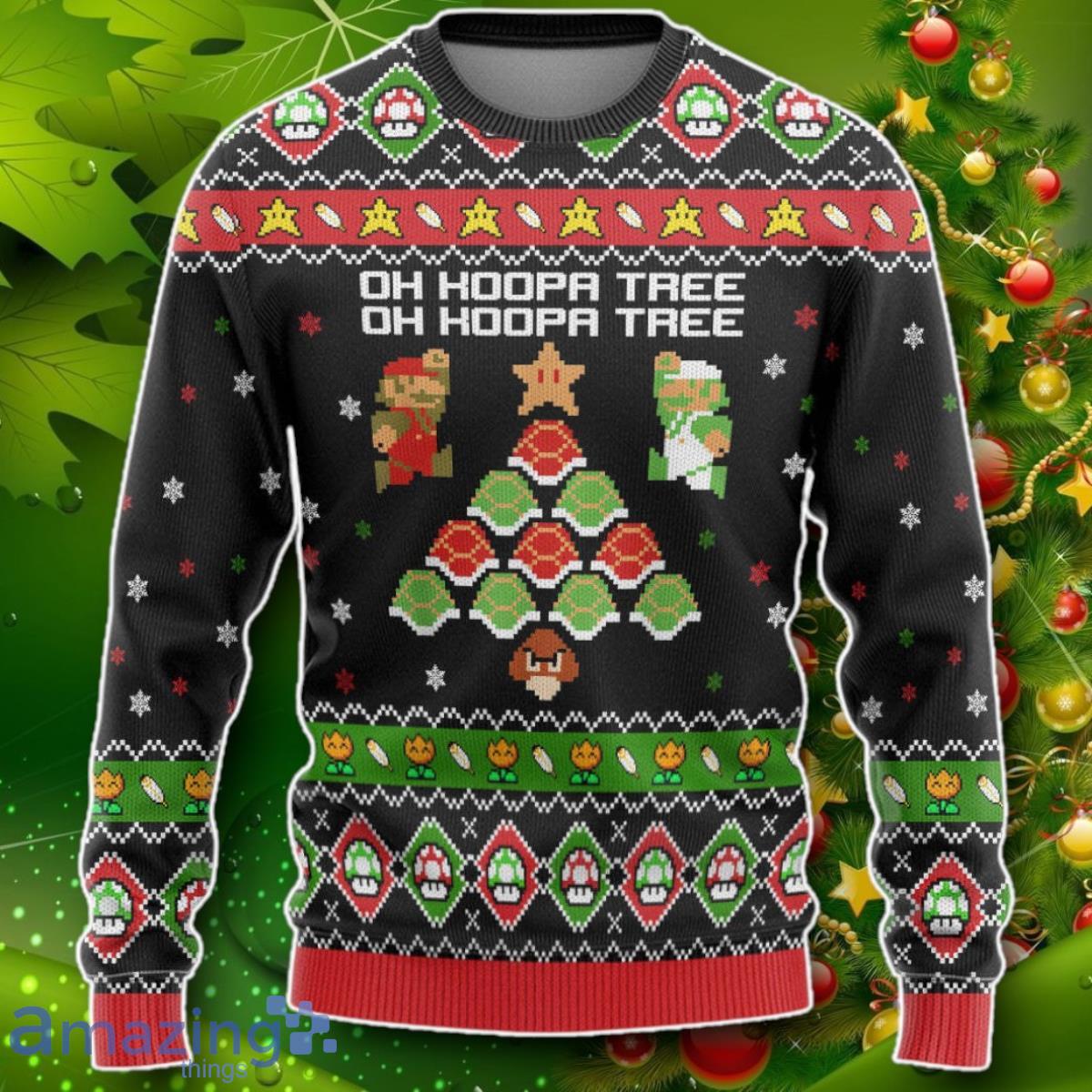 Mario Koopa Tree Custom Ugly Christmas Sweater Impressive Gift image Mario Koopa Tree Custom Ugly Christmas Sweater Impressive Gift Product Photo 1