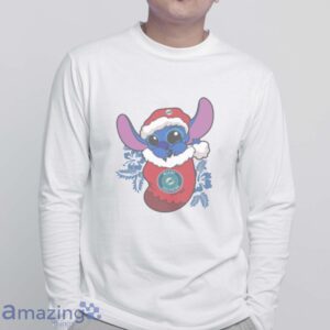 Miami Dolphins Christmas Stitch In The Sock Funny Christmas NFL T-Shirt - White Sweatshirt