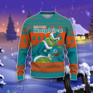 Miami Dolphins Grinch Ugly Christmas 3D Sweater Impressive Gift Product Photo 2