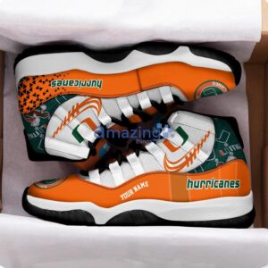 Miami Hurricanes Air Jordan 11 Sneakers Custom Name Sport Team Shoes For Men And Women Product Photo 2