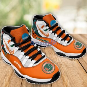 Miami Hurricanes Air Jordan 11 Sneakers Custom Name Sport Team Shoes For Men And Women Product Photo 3