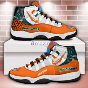Miami Hurricanes Air Jordan 11 Sneakers Custom Name Sport Team Shoes For Men And Women Product Photo 1