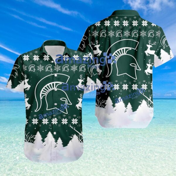 Michigan State NCAA Logo Sport Christmas Pattern Hawaiian Shirt Product Photo 1