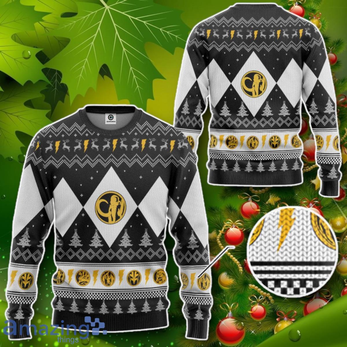 Mighty Morphin Black Ranger Christmas Custom Ugly Sweater Impressive Gift image Mighty Morphin Black Ranger Christmas Custom Ugly Sweater Impressive Gift Product Photo 2
