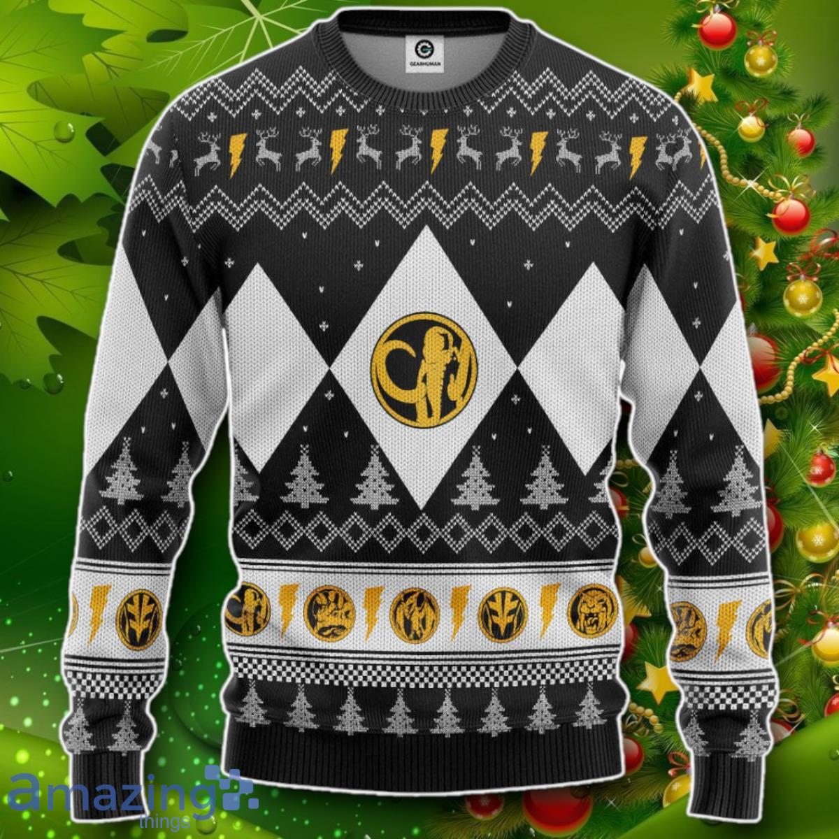 Mighty Morphin Black Ranger Christmas Custom Ugly Sweater Impressive Gift image Mighty Morphin Black Ranger Christmas Custom Ugly Sweater Impressive Gift Product Photo 1