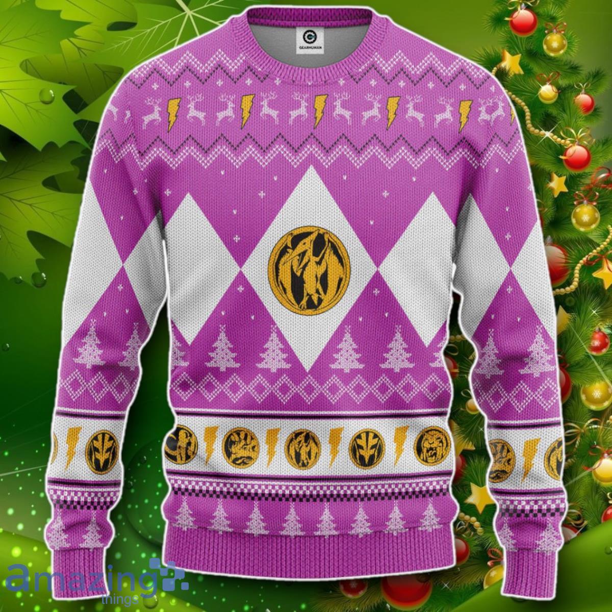 Mighty Morphin Pink Ranger Christmas Custom Ugly Sweater Impressive Gift image Mighty Morphin Pink Ranger Christmas Custom Ugly Sweater Impressive Gift Product Photo 1