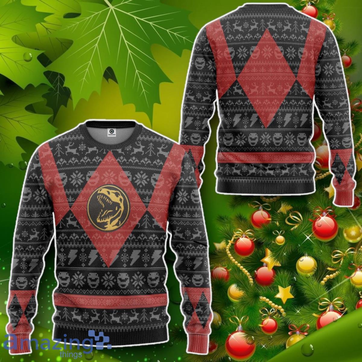 Mighty Morphin Red Ugly Christmas Limited Edition Custom Ugly Sweater Impressive Gift image Mighty Morphin Red Ugly Christmas Limited Edition Custom Ugly Sweater Impressive Gift Product Photo 2