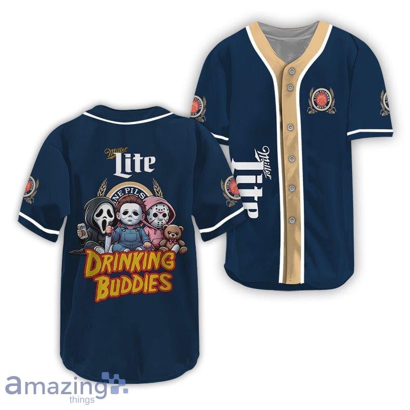 Miller Lite Halloween Drinking Buddies Casual Baseball Jersey For Men Women image Miller Lite Halloween Drinking Buddies Casual Baseball Jersey For Men Women - Miller Lite Halloween Drinking Buddies Casual Baseball Jersey For Men Women