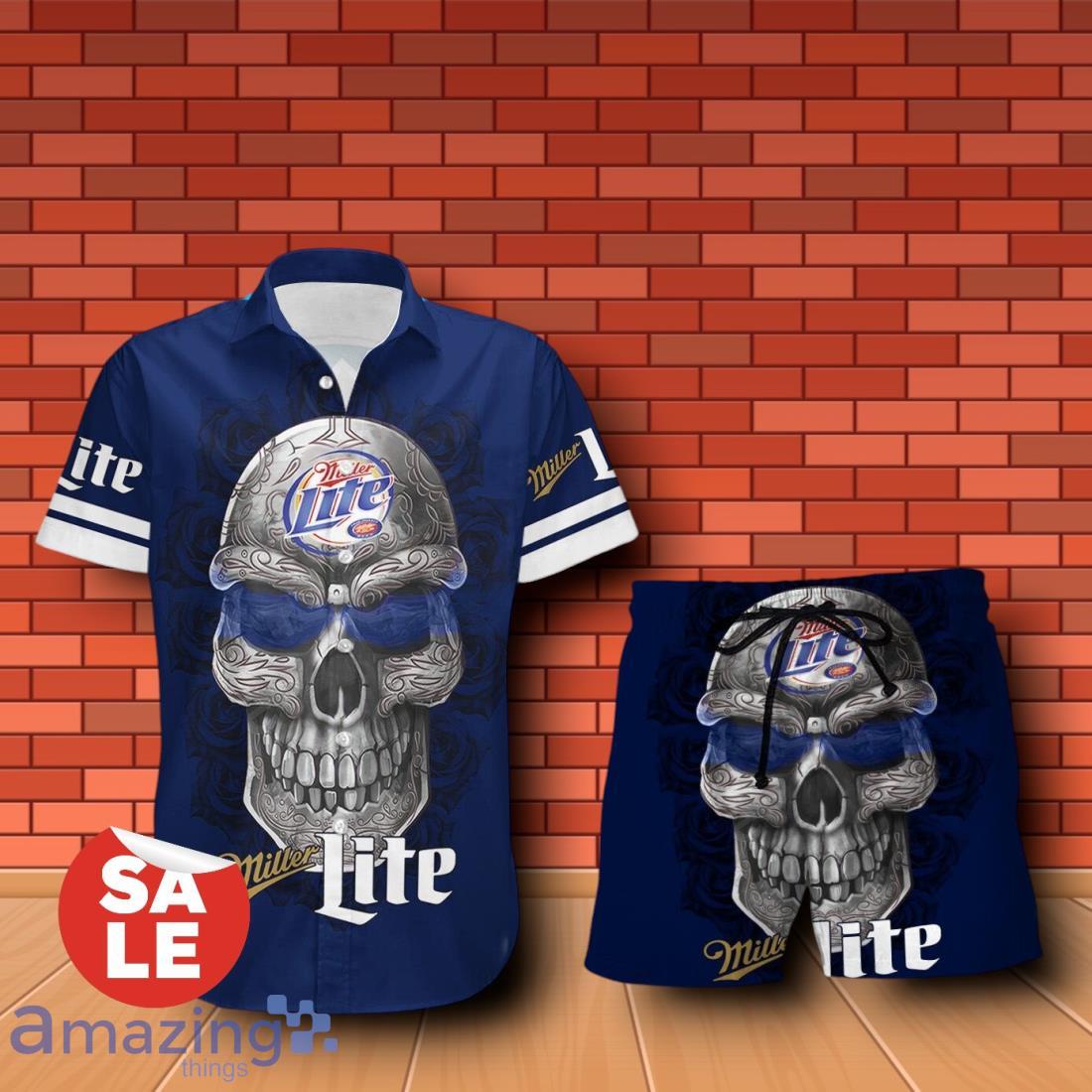 Miller Lite Sukull Rose 3D Hawaiian Shirt & Shorts For Men Women image Miller Lite Sukull Rose 3D Hawaiian Shirt & Shorts For Men Women Product Photo 1