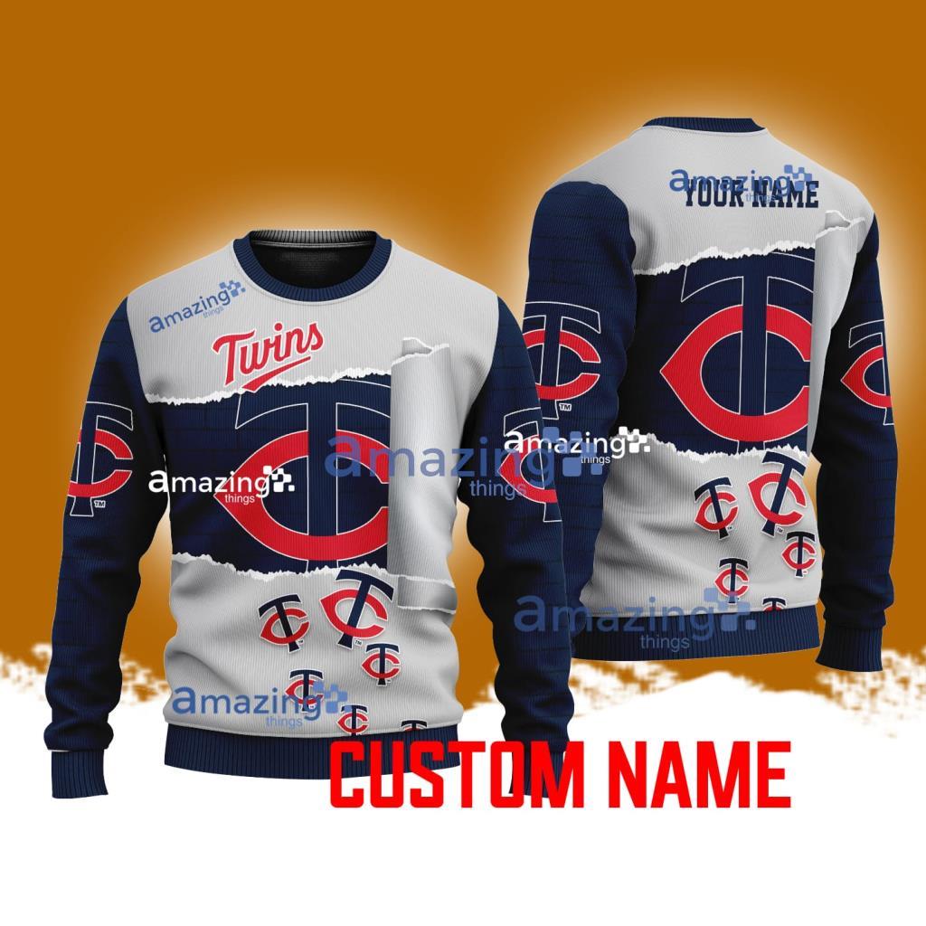 Minnesota Twins MLB Custom Name Christmas Ugly Sweater 3D For Men Women image Minnesota Twins MLB Custom Name Christmas Ugly Sweater 3D For Men Women Product Photo 1