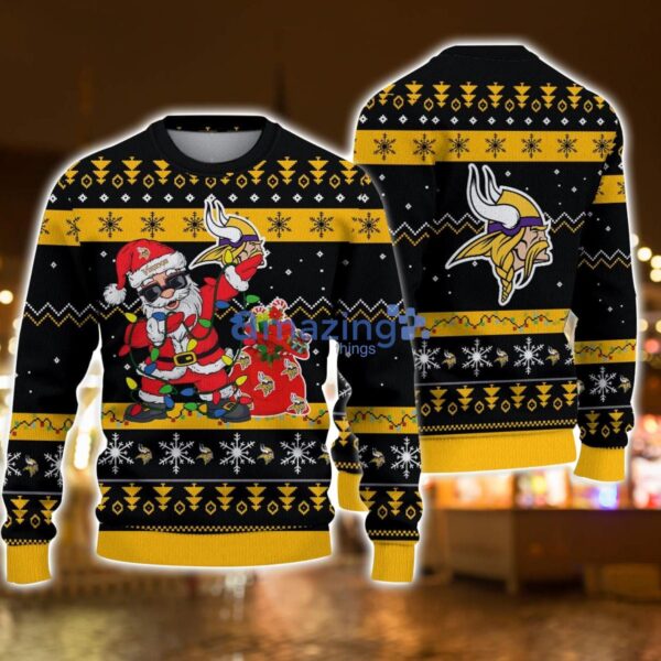 Minnesota Vikings Santa Claus Dabbing Funny Ugly Christmas Sweater For Men And Women Product Photo 1