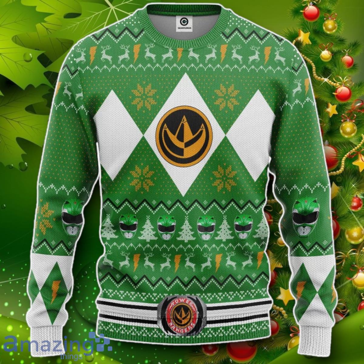 MMPR Green Ranger Christmas Custom Ugly Sweater Impressive Gift image MMPR Green Ranger Christmas Custom Ugly Sweater Impressive Gift Product Photo 1