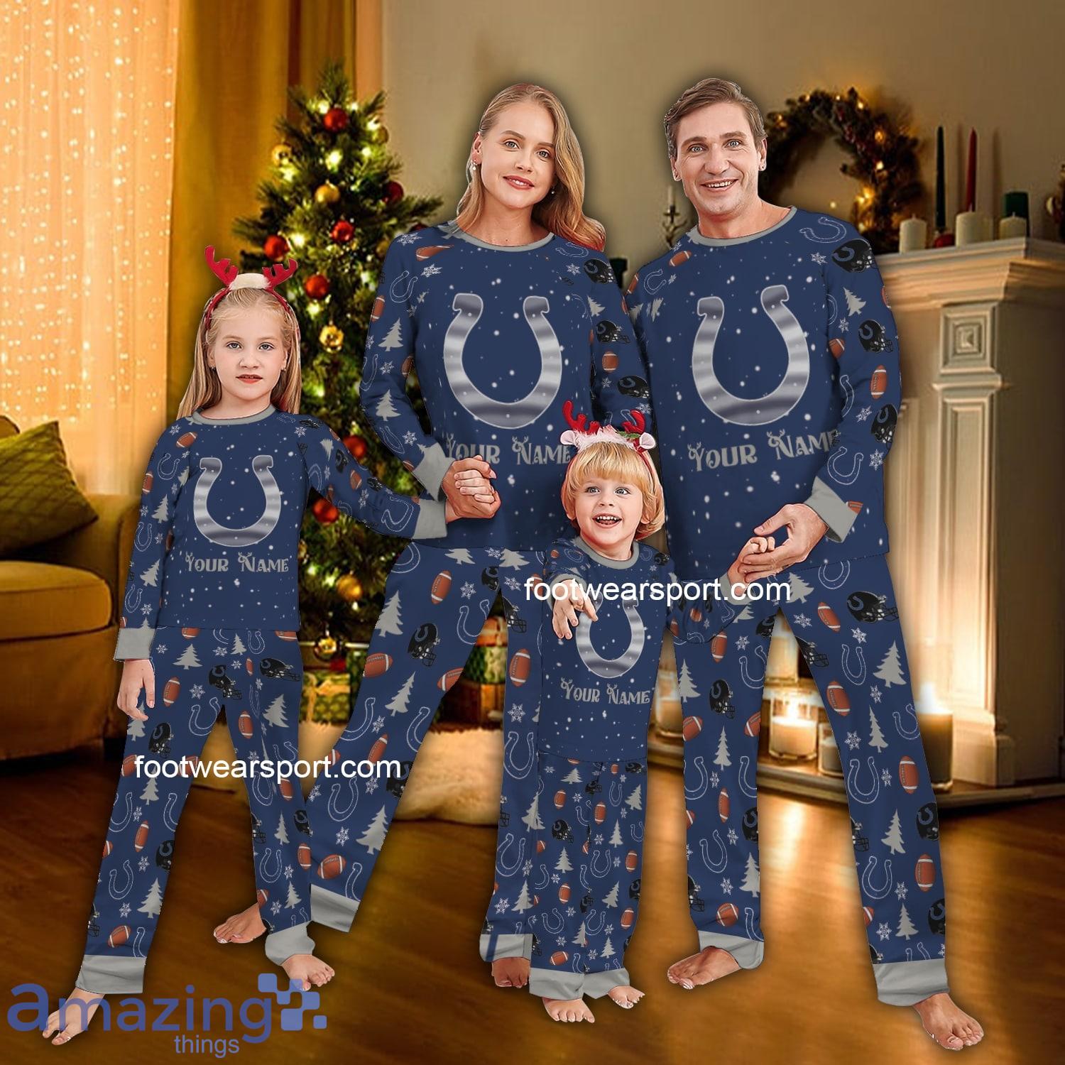 Morning Silver Logo Indianapolis Colt Christmas Pajamas Set Family For Men Women Kids image Morning Silver Logo Indianapolis Colt Christmas Pajamas Set Family For Men Women Kids - Morning Silver Logo Indianapolis Colt Christmas Pajamas Set Family For Men Women Kids