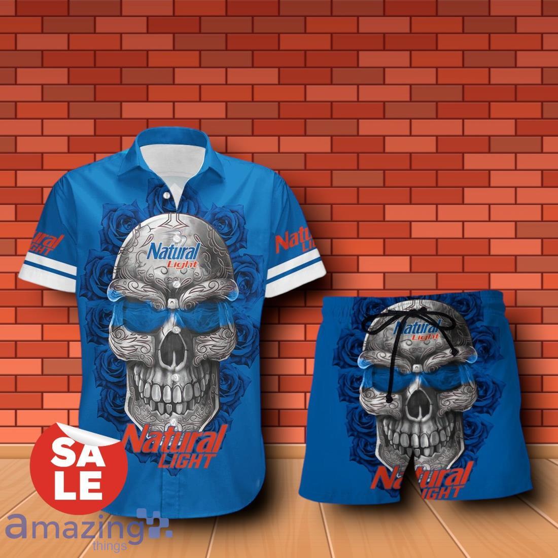 Natural Light Beer Sukull Rose 3D Hawaiian Shirt & Shorts For Men Women image Natural Light Beer Sukull Rose 3D Hawaiian Shirt & Shorts For Men Women Product Photo 1
