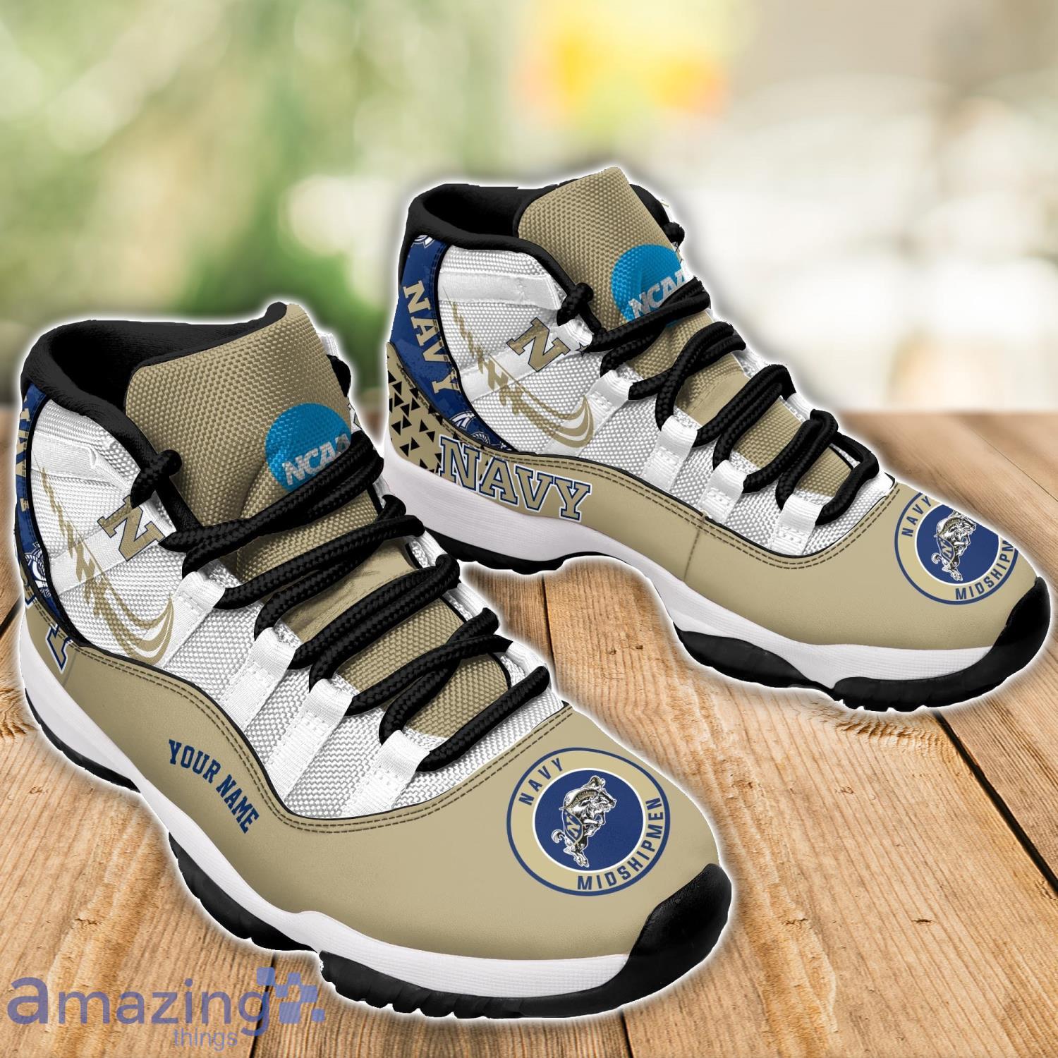 Navy Midshipmen Air Jordan 11 Sneakers Custom Name Sport Team Shoes For Men And Women image Navy Midshipmen Air Jordan 11 Sneakers Custom Name Sport Team Shoes For Men And Women Product Photo 3