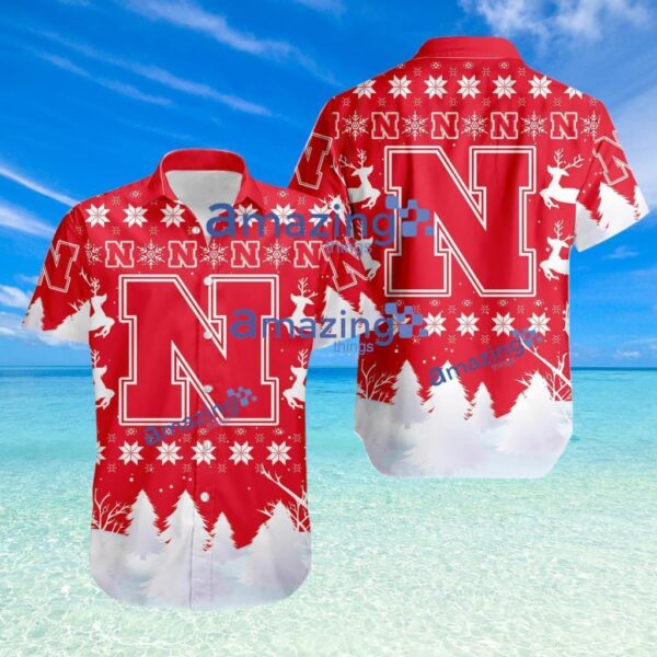Nebraska Cornhuskers NCAA Logo Sport Christmas Pattern Hawaiian Shirt Product Photo 1