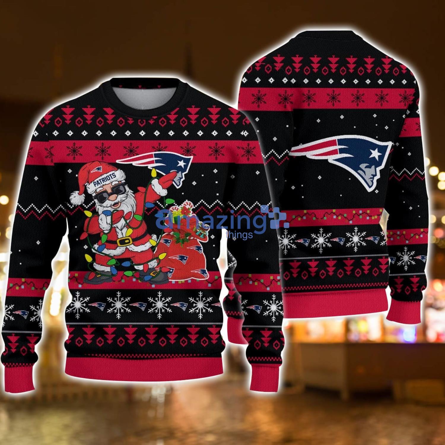 New England Patriots Santa Claus Dabbing Funny Ugly Christmas Sweater For Men And Women image New England Patriots Santa Claus Dabbing Funny Ugly Christmas Sweater For Men And Women Product Photo 1
