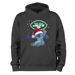 New York Jets NFL Stitch Merry Christmas T Shirt Product Photo 1